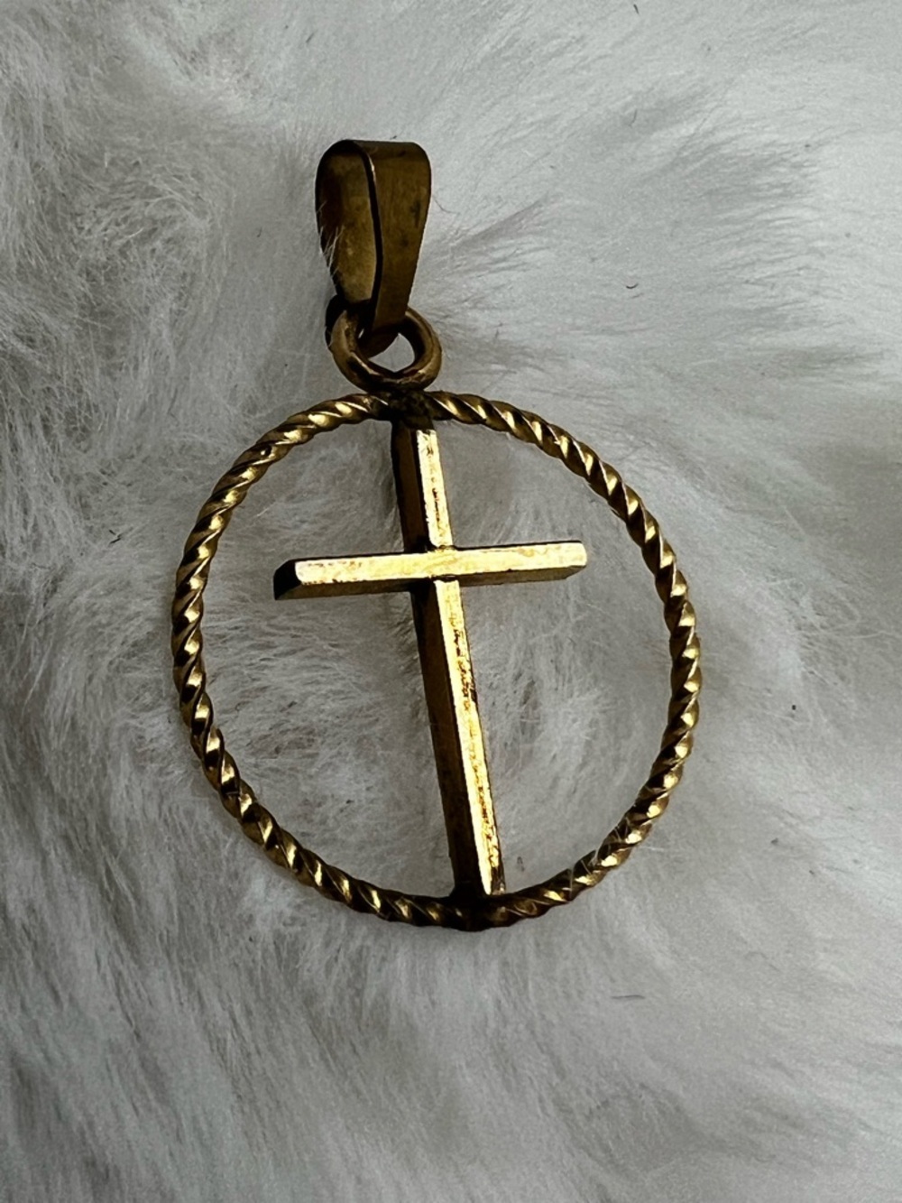 Vintage Dainty CMC Gold Filled Circle of Life Cross Pendant
